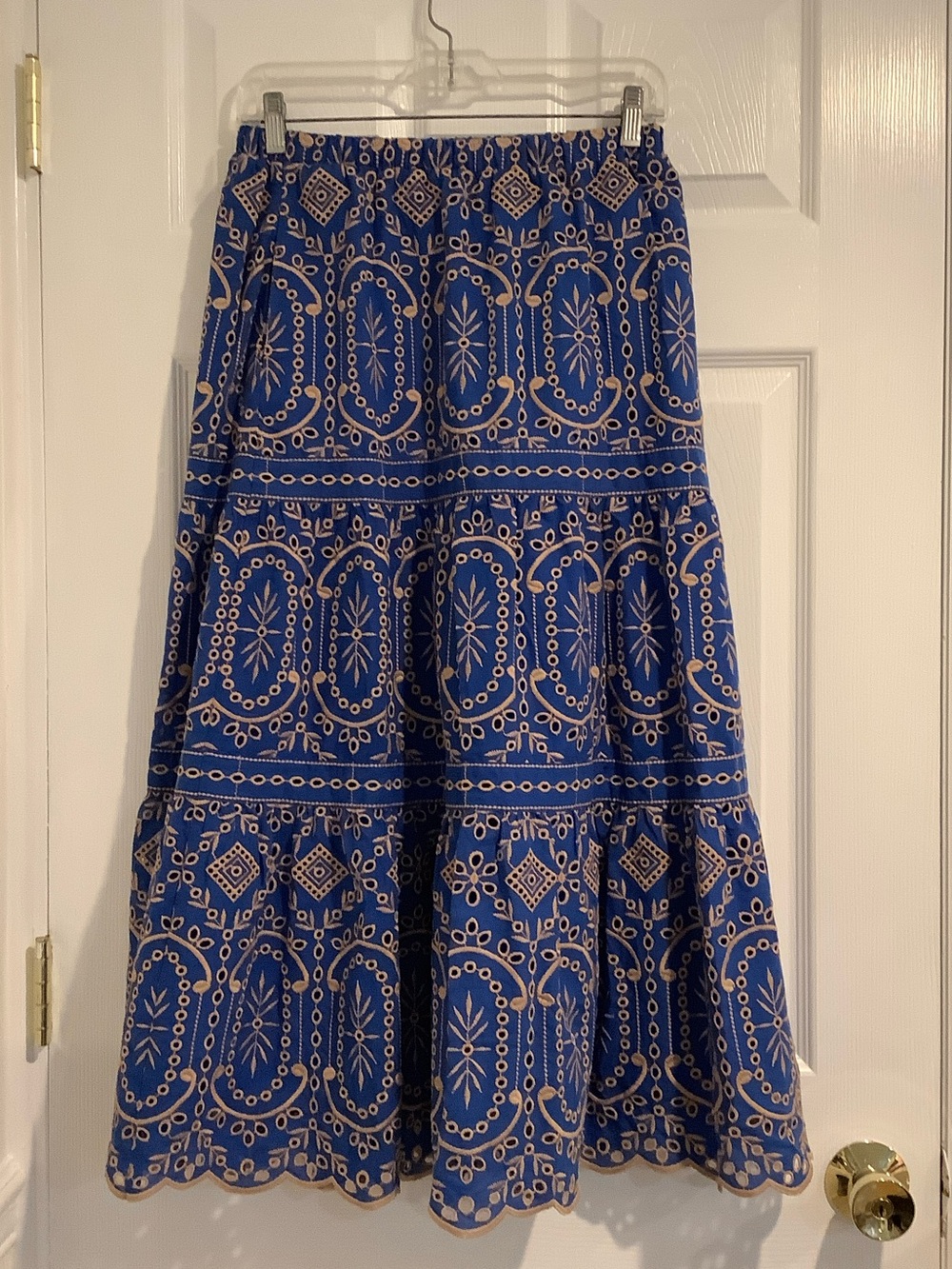 CARTOLINA Nantucket Euro Summer 
Wedding Eyelet Embroidered Oversized Midi Skirt